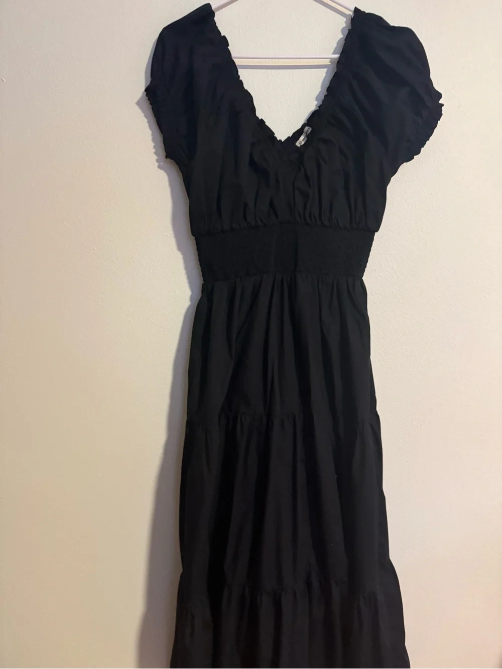 Abercrombie & Fitch Black V-Neck Tiered Maxi Dress
